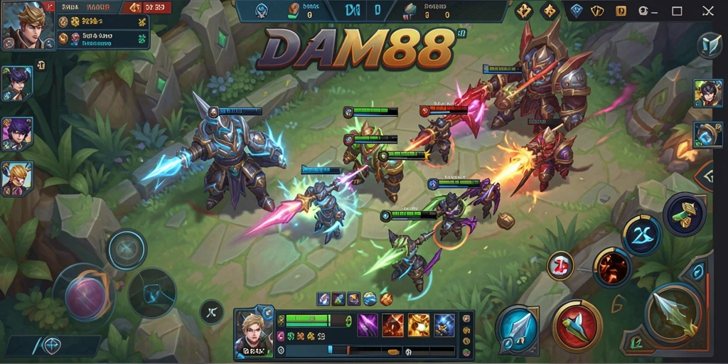 Screenshot utama DAM88 menampilkan aksi seru dalam pertarungan MOBA.