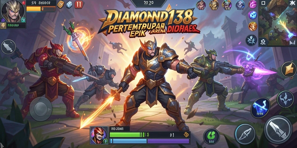 Tampilan gameplay MOBA yang intens dan mendebarkan.