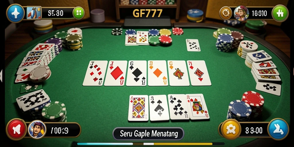 Tangkapan layar utama GF777 menampilkan momen seru permainan Gaple.