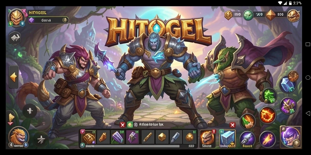 Screenshot gameplay HITOGEL menunjukkan karakter berjuang melawan monster epik.