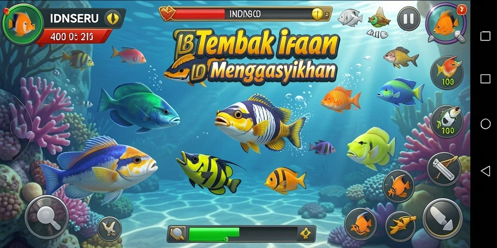 Tampilan gameplay <strong>IDNSERU</strong> yang seru dan penuh aksi Tembak Ikan.
