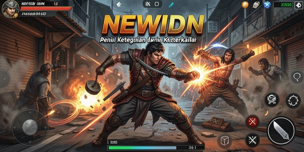 Screenshot menampilkan gameplay seru di NEWIDN dengan pertempuran intens.