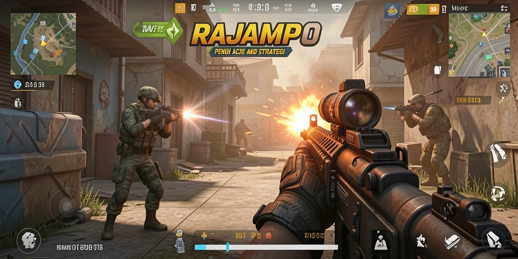 Screenshot gameplay RAJAMPO menunjukkan aksi pertempuran yang mendebarkan.