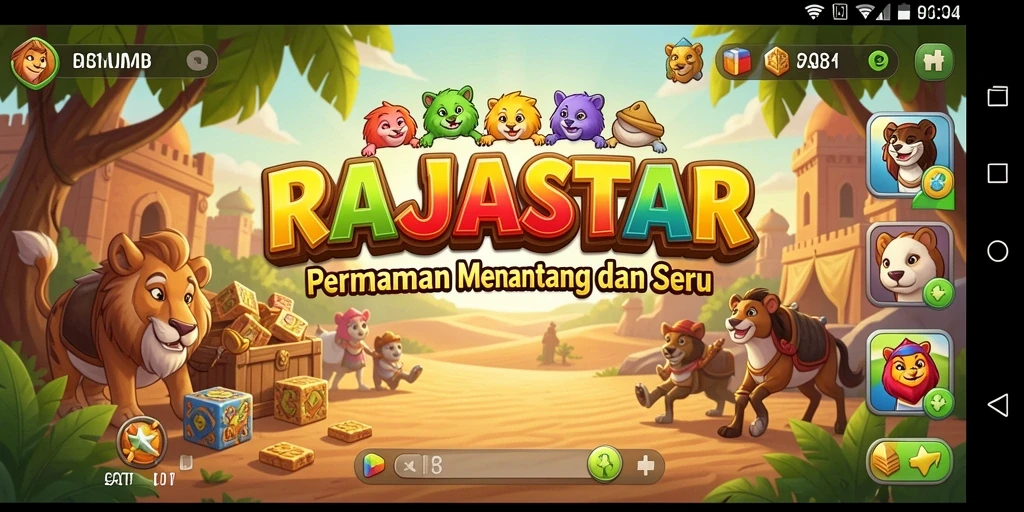 Screenshot gameplay RAJASTAR yang menampilkan tantangan Puzzle.